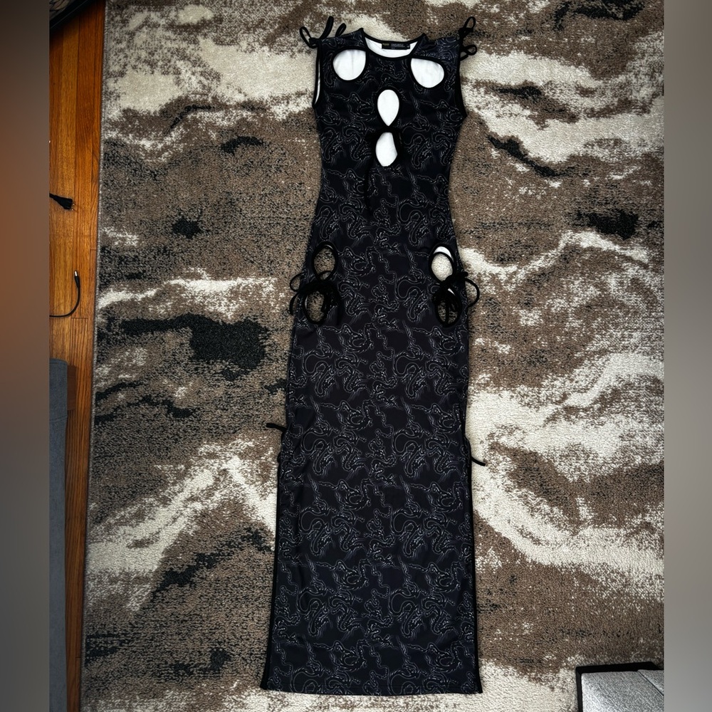 Finesse Black Sexy Cutout Maxi Dress